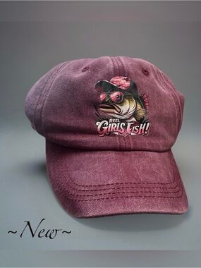 Maroon Denim adjustable  Girls Love Fishing Hat 🎣🆕🎣 A - 5 for 25 item